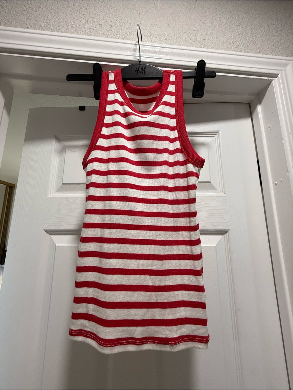 a new day Red and White Striped Ribbed Tank Top